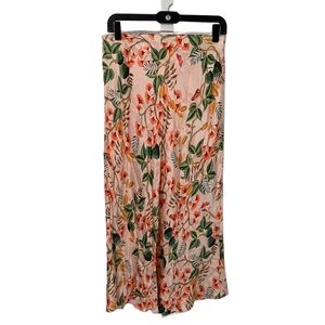 Loft Pink Green Gingko Midi Skirt Small